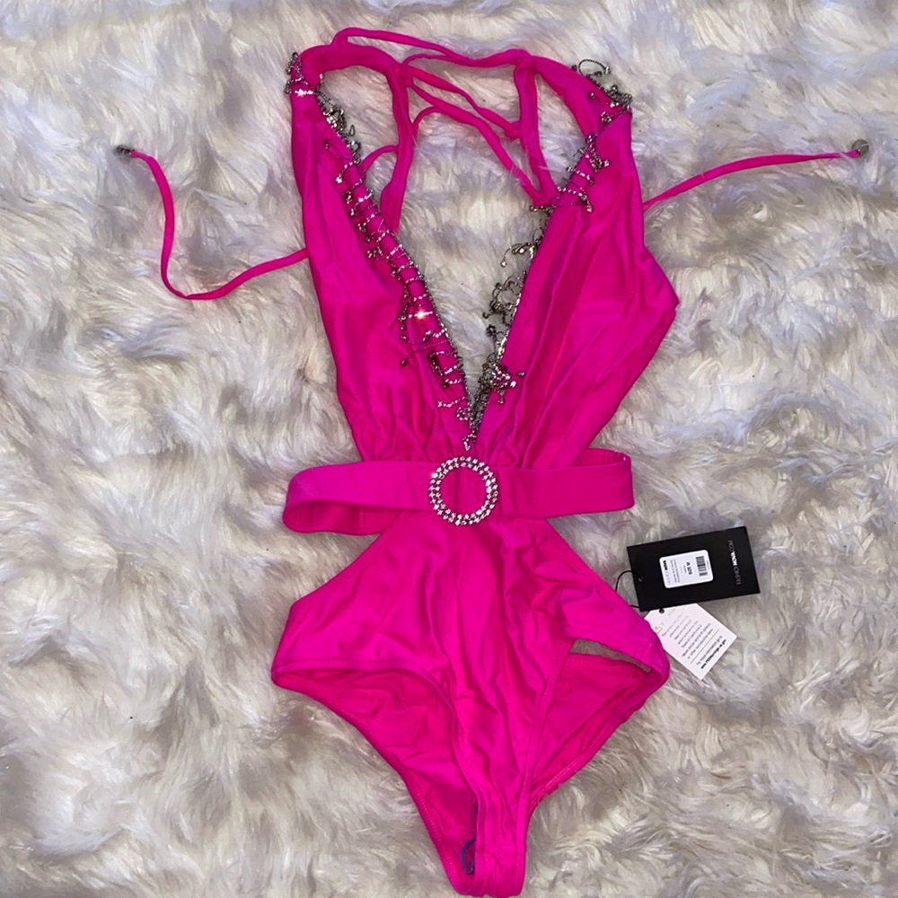 FASHION NOVA RHINESTONE ONE PIECE SWIMSUIT